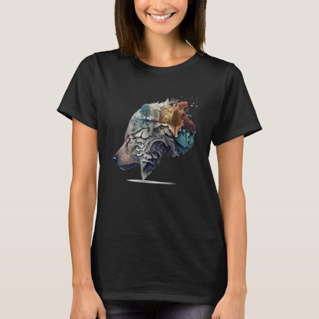 Camiseta Floresta Mundial do Lobo Liberdade Criativa Animal (Frente)