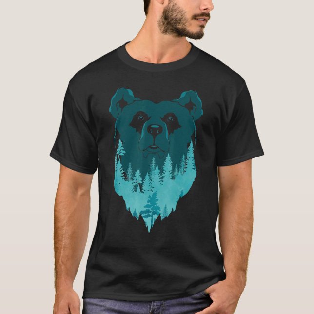 Camiseta Floresta Natural Do Urso Castanho Árvores Selvagen (Frente)