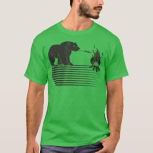 Camiseta Floresta Natural Engraçado Barbecue Urso Grelando