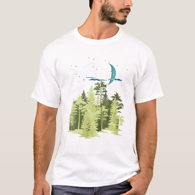 Camiseta Floresta Natural Moonlight Trecent Moon Wildli (Frente)