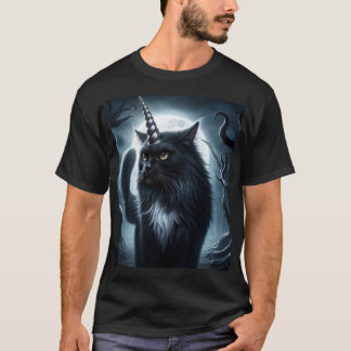 Camiseta Floresta Negra Negra de Gato Negra do Halloween