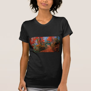 Camiseta Floresta Pintada Chama de Outono Presentes de Aqua
