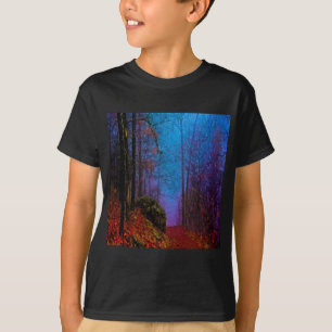 Camiseta Floresta Pintada Outono Névoa Roxa