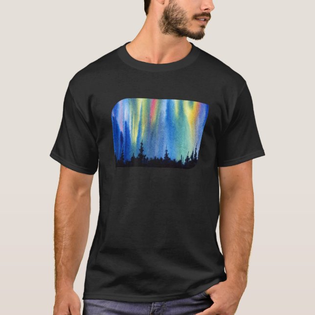 Camiseta Floresta Polar Luz Aurora Borealis (Frente)