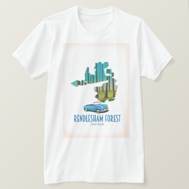 Camiseta Floresta Rendlesham Suffolk Mapa Antigo (Frente do Design)