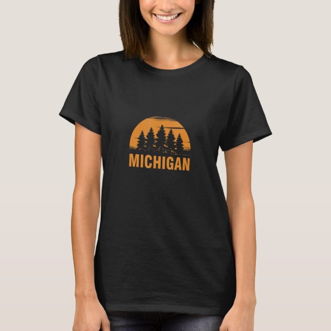 Camiseta Floresta Retro de Michigan (Frente)