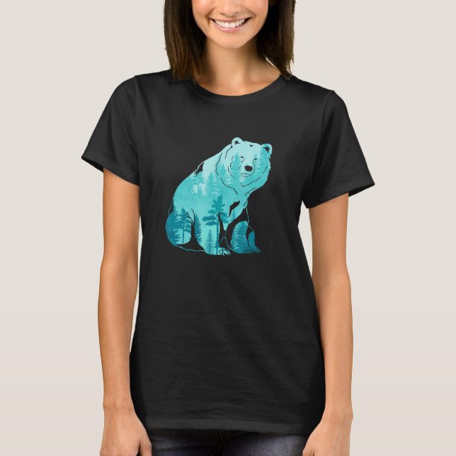 Camiseta Floresta Selvagem Animal Grizzly Ursa Natureza ao  (Frente)