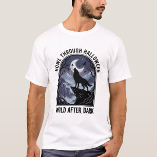 Camiseta Floresta Selvagem da Lua do Lobo de Halloween