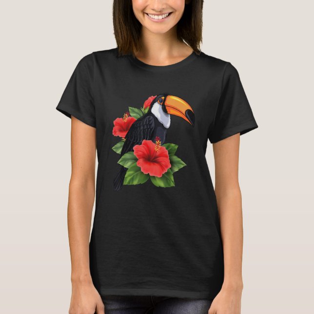 Camiseta Floresta Tropical Animal Exótico Toucan Flo (Frente)