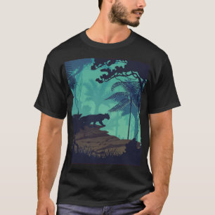 Camiseta Floresta tropical, fundo da noite de onça.