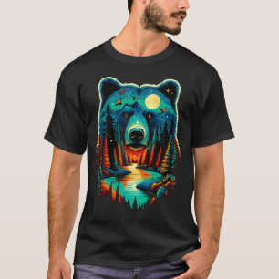 Camiseta Floresta Urso Vida Selvagem Natureza Acampamento