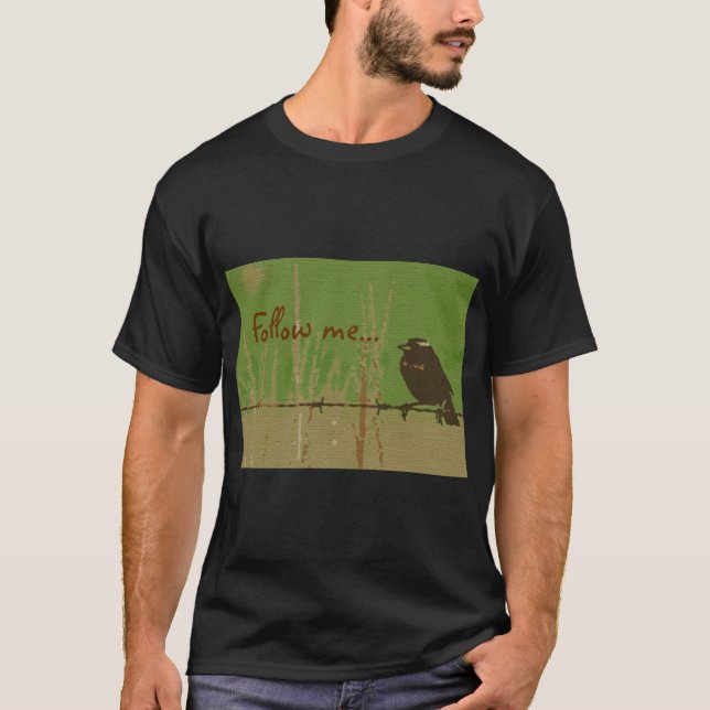 Camiseta Floresta verde-pássaro natureza pintada twitter se (Frente)