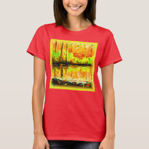 Camiseta "Floresta Vibrante dos Pântanos" Pintura Bonita. C
