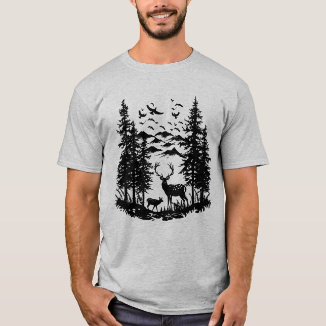Camiseta Florestas Animais Selvagens Montanhas de espécies  (Frente)