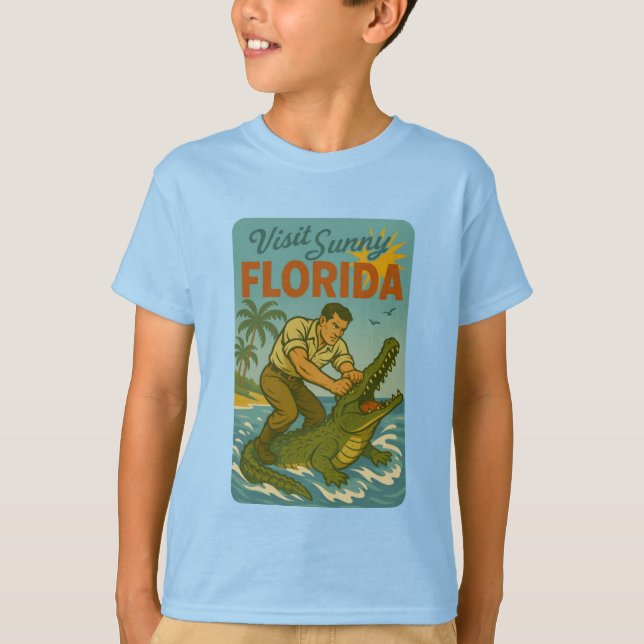 Camiseta Florida Alligator Wrestling | Funny Retro Coastal (Frente)
