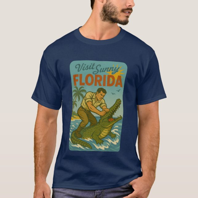 Camiseta Florida Alligator Wrestling | Funny Retro Coastal (Frente)