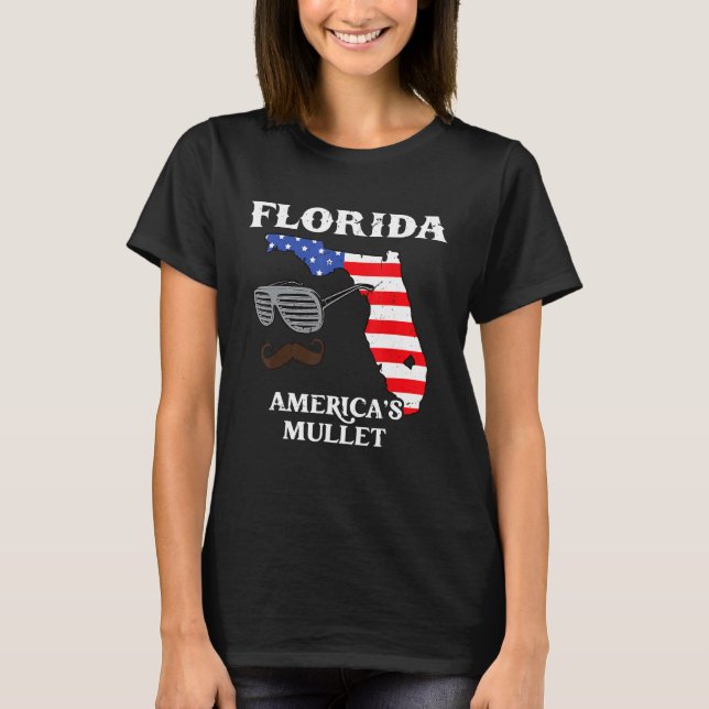Camiseta Florida America Mullet Flag 4th July Independence  (Frente)