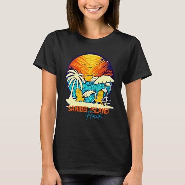 Camiseta Flórida de Casais de Vacinas Sunset Island Sanibel (Frente)