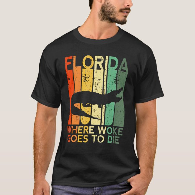 Camiseta Flórida É Onde Woke Vai Morrer Em Crocodilo Alliga (Frente)