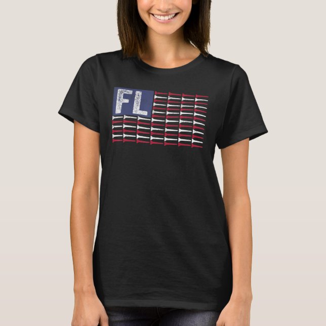 Camiseta Flórida Estado Fl American Flag Golf Patriótico (Frente)