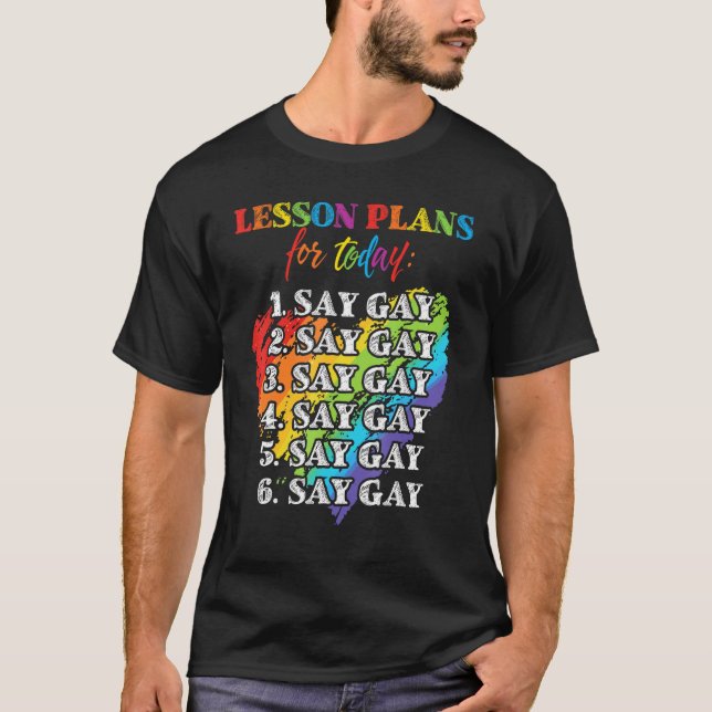 Camiseta Flórida Gay Diga Planos De Lição De Gay Para Hoje  (Frente)