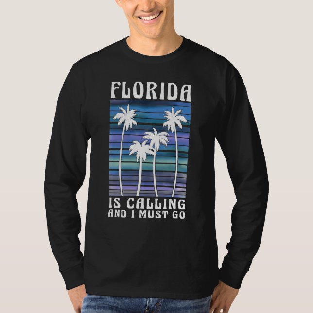 Camiseta Florida Is Calling And I Must Go Retro Palm Trees  (Frente)