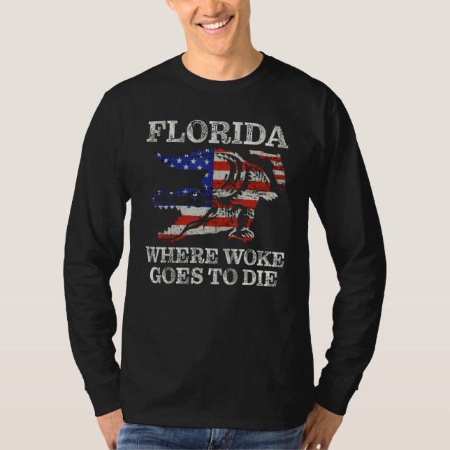 Camiseta Florida Is Where Woke Goes To Die Florida Crocodil (Frente)