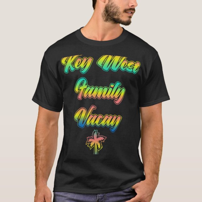 Camiseta Flórida Keys Férias Familiares Sunset Palm Tree in (Frente)