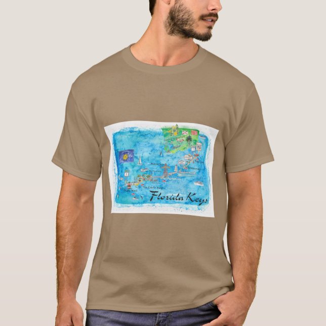 Camiseta Florida Keys Key West Marathon Key Largo Illustrat (Frente)