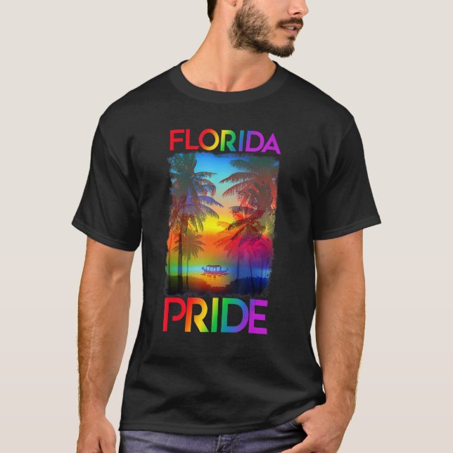 Camiseta Flórida Lgbt Estado Orgulho gay Rainbow Flag Lgbtq (Frente)