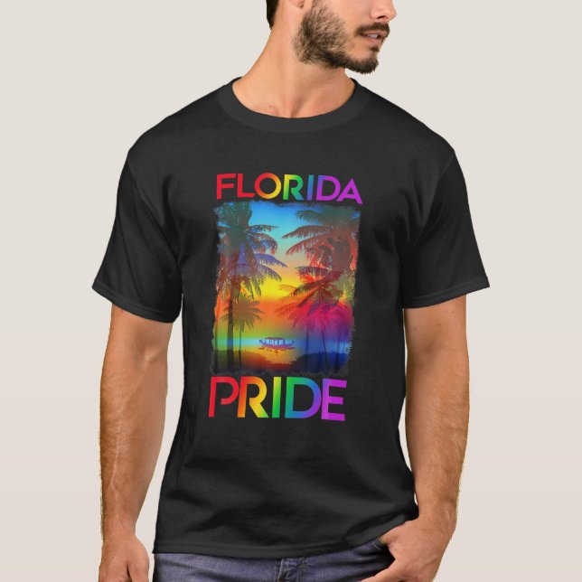 Camiseta Flórida LGBT Orgulho gay Rainbow Flag LGBTQ Pr (Frente)