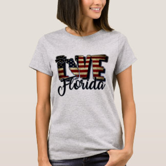 Camiseta Florida Love American Flag Star E Stripes