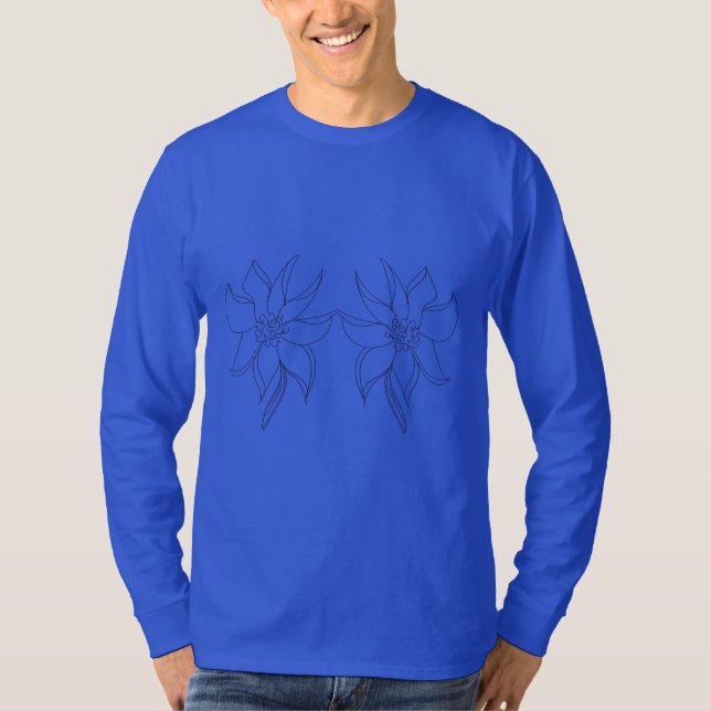 camiseta florida, manga longa, macia, confortável (Frente)