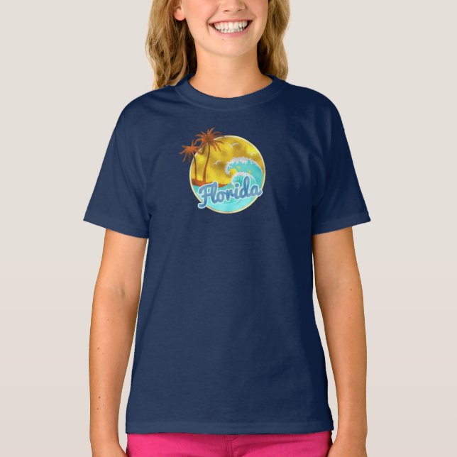 Camiseta Flórida, Onda Oceânica, Palm Trees (Frente)