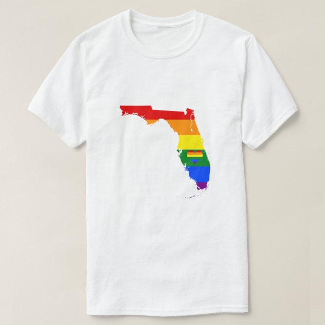 Camiseta Flórida Orgulho gay Rainbow Flag Heart GLBTQ Desig (Frente do Design)