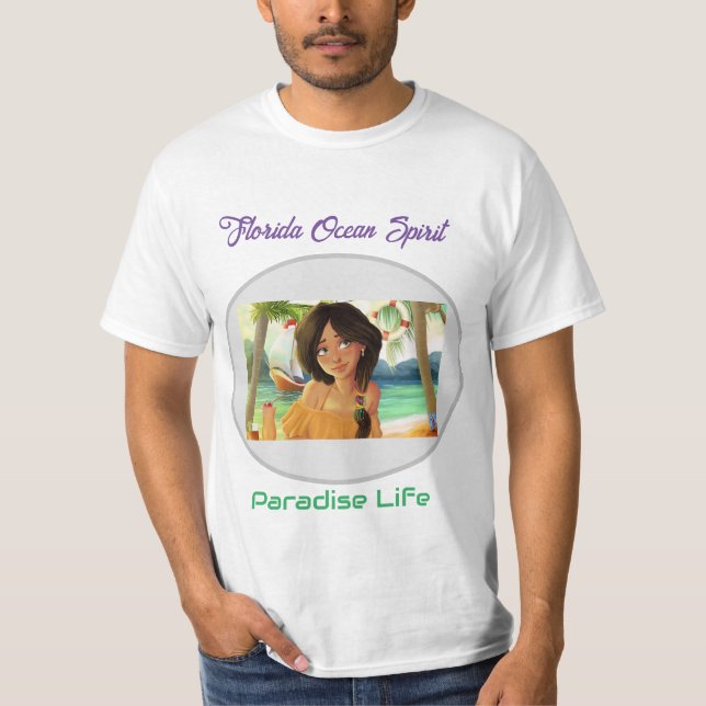 Camiseta Flórida Paradise Life Mens Impresso T-Shirt (Frente)