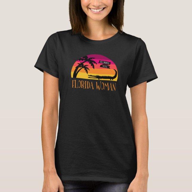 Camiseta Flórida Retro Sunset E Alligator (Frente)