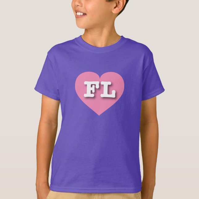 Camiseta Flórida Rosa Coração - Eu amo FL (Frente)
