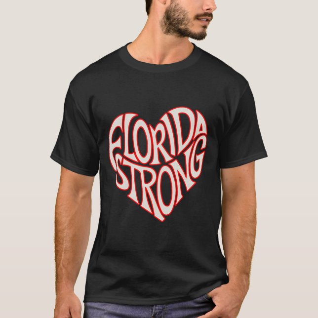 Camiseta Florida Strong Heart State Pride Tygraphy T Shirt  (Frente)