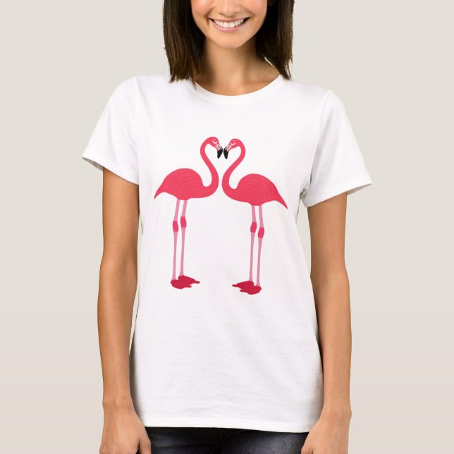 Camiseta Flóringo-aves-amor-coração-rosa (Frente)