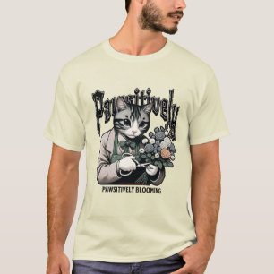 Camiseta Florist Feline Fantasy - Jardinagem de Gato e Flor