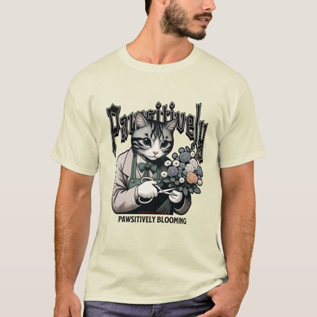 Camiseta Florist Feline Fantasy - Jardinagem de Gato e Flor (Frente)