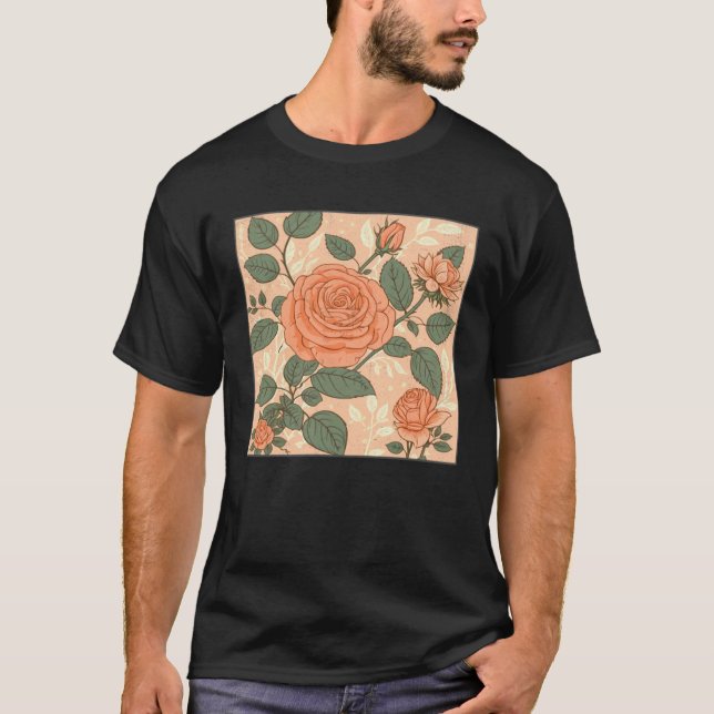Camiseta Florist Roses Pattern Illustration Flowers Leaf Wo (Frente)