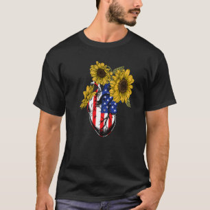 Camiseta Florista Bandeira Americana 4 de Julho Floral Anat