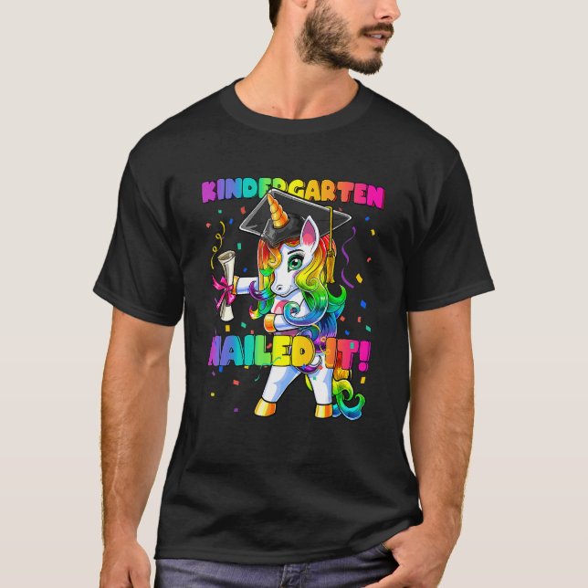 Camiseta Flosing Boné de formatura Do Unicorn Kindergarten  (Frente)
