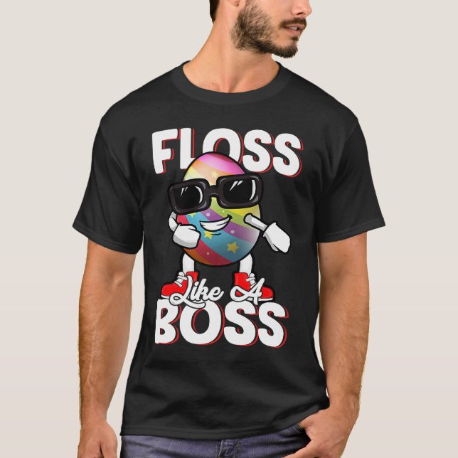 Camiseta Floss Like A Boss Flossing Egg Sunglasses Happy Ea (Frente)