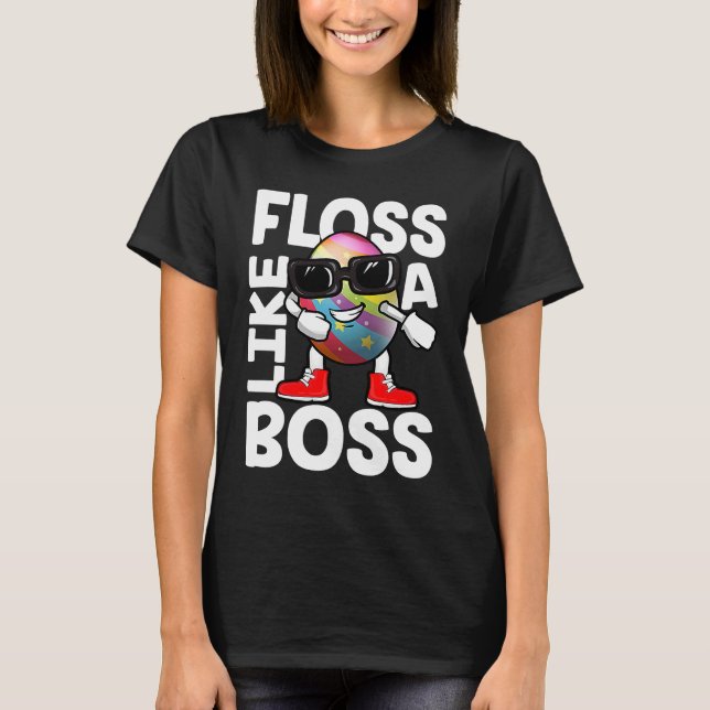 Camiseta Floss Like A Boss Flossing Egg Sunglasses Happy Ea (Frente)