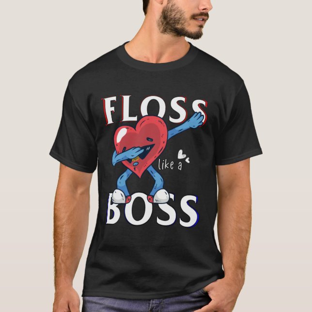Camiseta Floss Like A Boss Valentines Shirts for Boys Gifts (Frente)