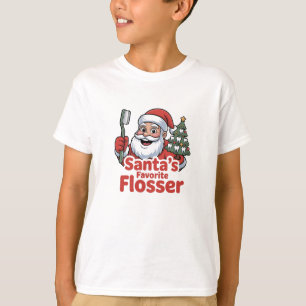 Camiseta Flosser Favorito do Papai Noel Natal Dentista Dent