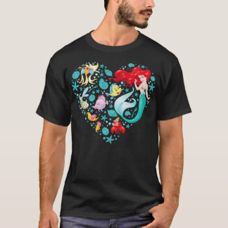 Camiseta Flounder e Sebastian Collage Heart